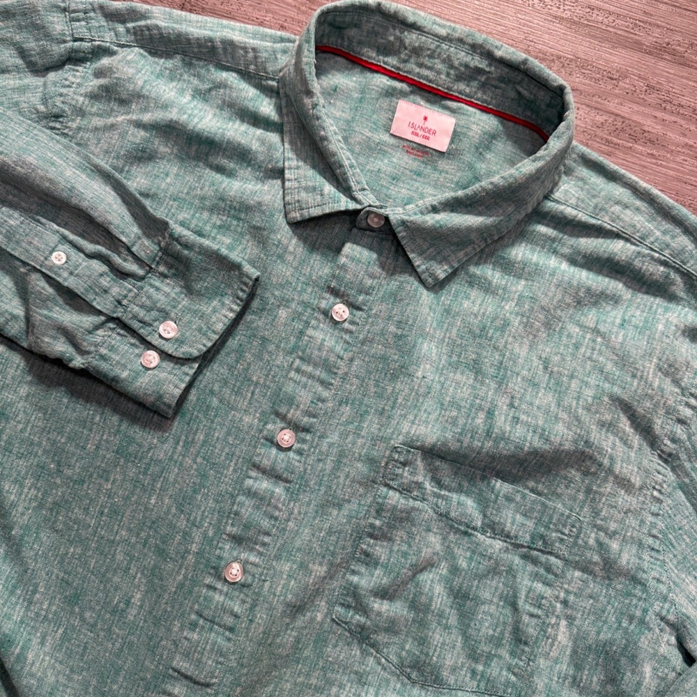 Islander Shirt Mens XXL Heather Mint Green Linen Blend Tropical Costal Vacation